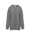 Chloé Sweat À Capuche Zippé Oversize En Maille De Laine Et Cachemire Femme Gris Taille Xs 70% Laine, 30% C In Gray