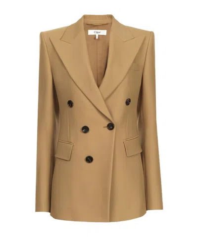 Chloé Wool Blazer In Nude
