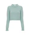 Chloé Long-sleeved Wool Sweater In Green