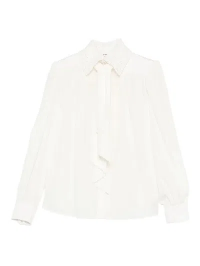 Chloé Long Sleeves Silk Top In White