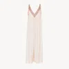 Chloé Long Lace-trim Silk Slip Dress In Pink