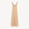 Chloé Robe Longue En Crêpe De Chine Femme Brun Taille 42 100% Soie In Brown
