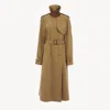 Chloé Long Water-repellent Beige Trench Coat In Cotton Gabardine In Brown