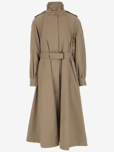 Chloé Long Trench Coat Made Of Cotton Gabardine