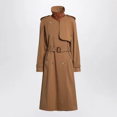 Chloé Chloe Long Water-repellent Beige Trench Coat In Cotton Gabardine Women In Brown