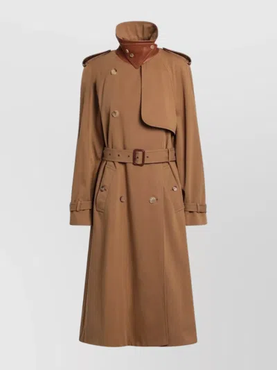 Chloé Long Water-repellent Beige Trench Coat In Cotton Gabardine In Brown