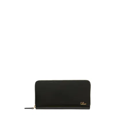 Chloé Long Zipper Wallet In Black