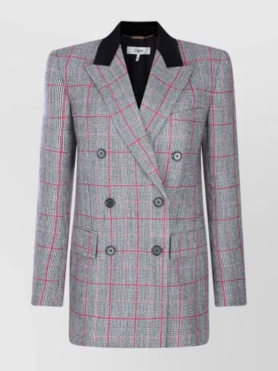 Chloé Longline Structured Blazer Button Detailing In Gray