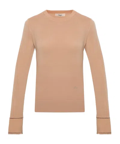 Chloé Long-sleeve Knit Top In Neutral