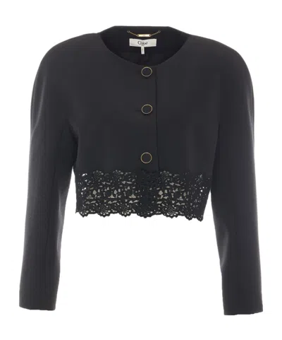 Chloé Long-sleeved Casual Jacket In Black