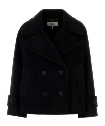 Chloé Long-sleeved Coat In Black