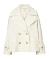Chloé Oversized Wool Blend Peacoat Chin Strap Collar In White
