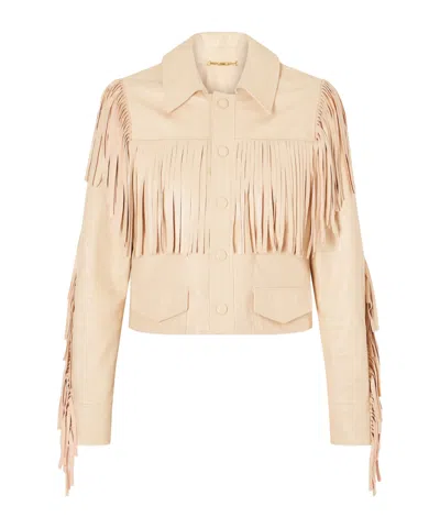Chloé Fringed Leather Jacket In Multi