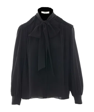 Chloé Long-sleeved Shirt In Blue