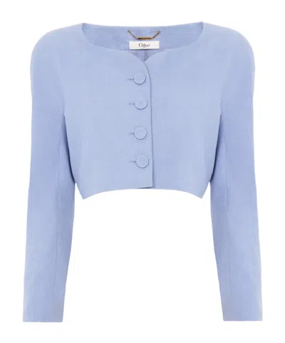 Chloé Long-sleeved Short Jacket In Blue