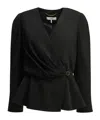 Chloé Draped Top Gold Tone Hardware Peplum In Black