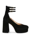 Chloé Loti Suede Platform Block-heel Pumps In Black