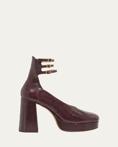 Chloé Loti Snake Platform Block-heel Pumps In Animal Print