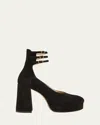 Chloé Loti Suede Platform Block-heel Pumps In Black