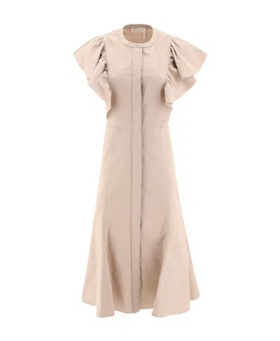 Chloé Lotus Leaf Edge Dress In Nude