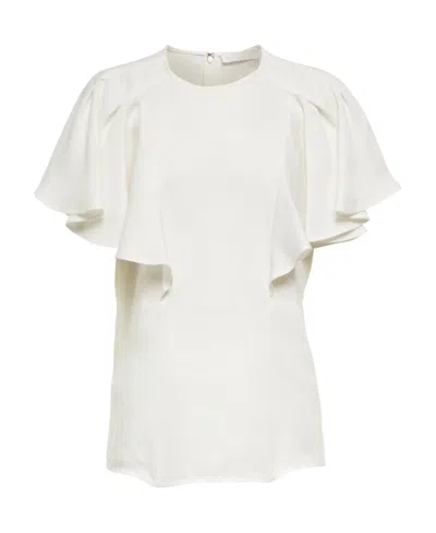 Chloé Lotus Leaf Sleeve Blouse In White