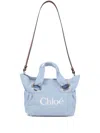 Chloé Kids Logo Embroidered Tote Bag In Blue