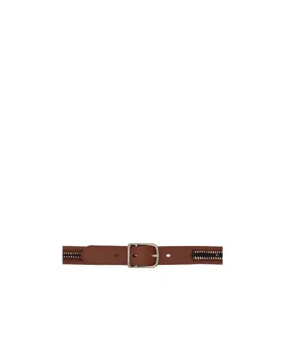 Chloé Stitched Calf Leather Belt In Brown