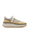 Chloé Nama Embroidered Suede And Recycled-mesh Sneakers In Nude