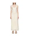 Chloé Low Round Neck Lace Dress In White