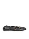 Chloé Luna Ballerinas With Gold-tone Accents And Pleated Design In Black