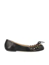 Chloé Bow Ballerinas Gold-tone Embellishments In Black
