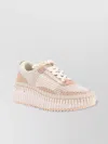 Chloé Nama Mesh Platform Sneakers In Gold