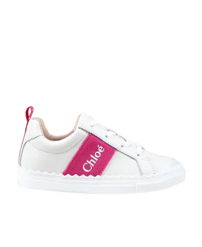 Chloé Kids' Low-top Sports Shoes In Off White