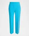 Chloé Lower Impact Wool Crepe Straight-leg Ankle Pants In Blue