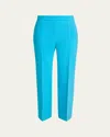 Chloé Lower Impact Wool Crepe Straight-leg Ankle Pants In Blue