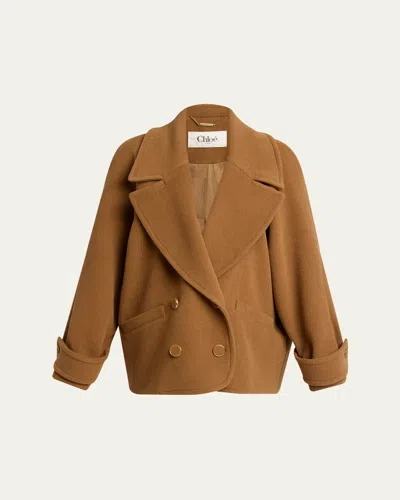 Chloé Lower Impact Wool Herringbone Jacket In Brown