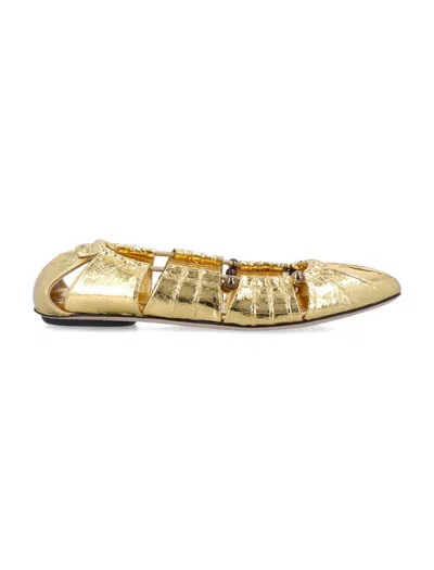 Chloé Luca Mini Ballerinas In Gold
