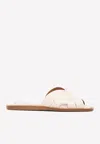 Chloé Lucille Calf Leather Flat Sandals In White