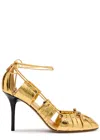 Chloé Chloe Luna 100 Cut-out Metallic-leather Pumps In Gold