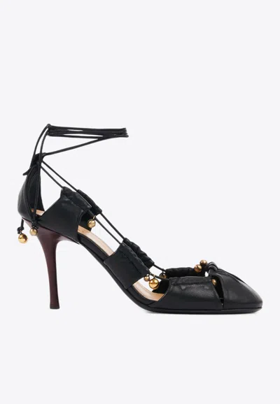 Chloé Luna 90 Deconstructed Leather Pumps In Black