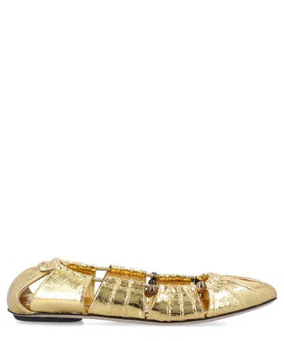 Chloé Metallic Gold Ballerina In Brown