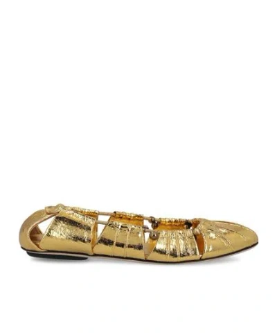 CHLOÉ CHLOÉ LUNA CUT-OUT METALLIC BALLET FLATS