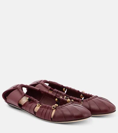 CHLOÉ CHLOE LUNA CUTOUT LEATHER BALLET FLATS