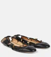 Chloé Luna Ballerinas With Gold-tone Accents And Pleated Design In Black