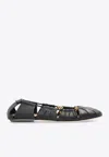 Chloé Luna Ballerinas With Gold-tone Accents And Pleated Design In Black