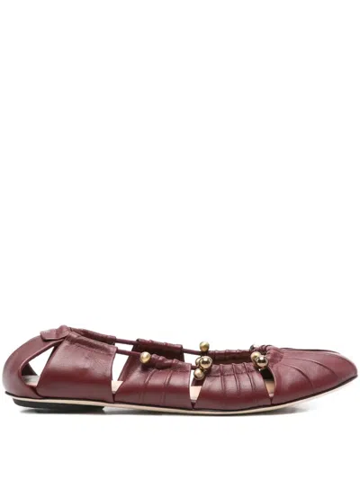 Pre-owned Chloé Luna Naked Ballet Flats In Red