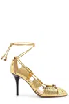 Chloé Chloe Luna 100 Cut-out Metallic-leather Pumps In Gold