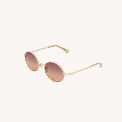 Chloé Aly Oval-frame Gold-tone Sunglasses