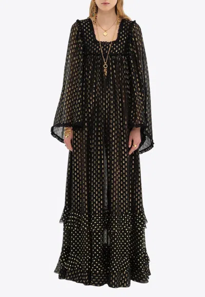 CHLOÉ LUREX DOTS RUFFLED MAXI DRESS