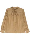Chloé Lurex Silk Blouse In Green